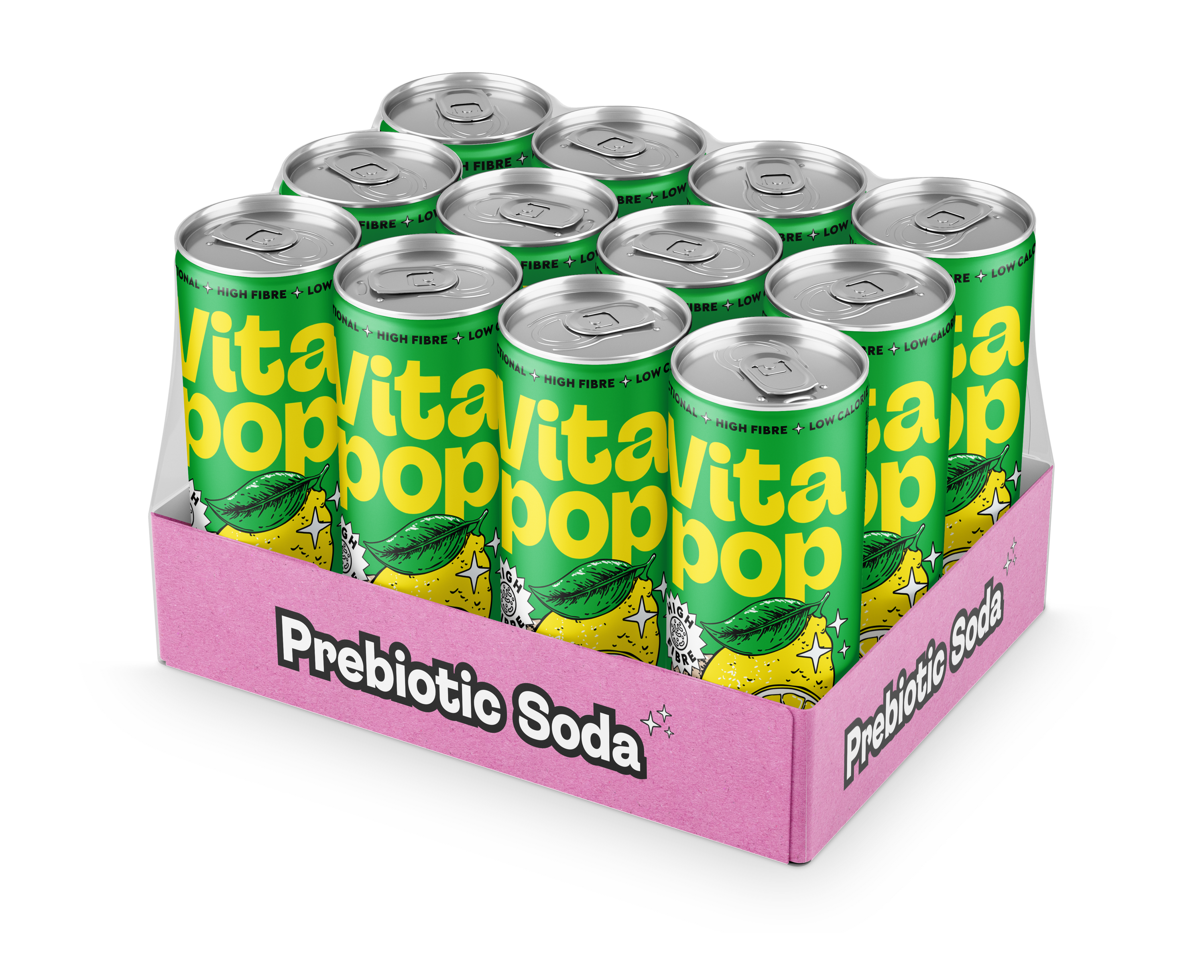 Vita Pop Lemon & Ginger Prebiotic Soda – 12 x 330ml