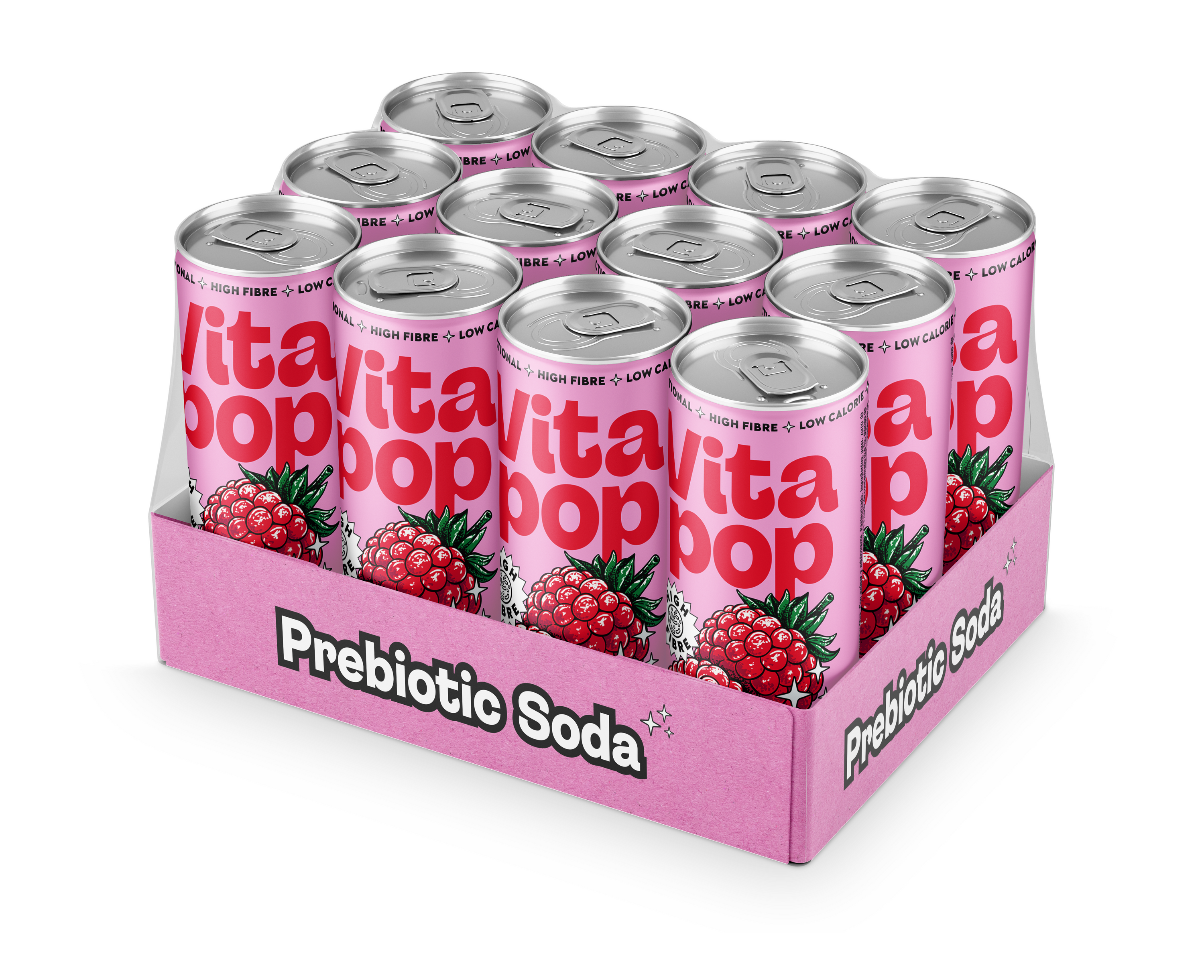 Vita Pop Raspberry Prebiotic Soda – 12 x 330ml