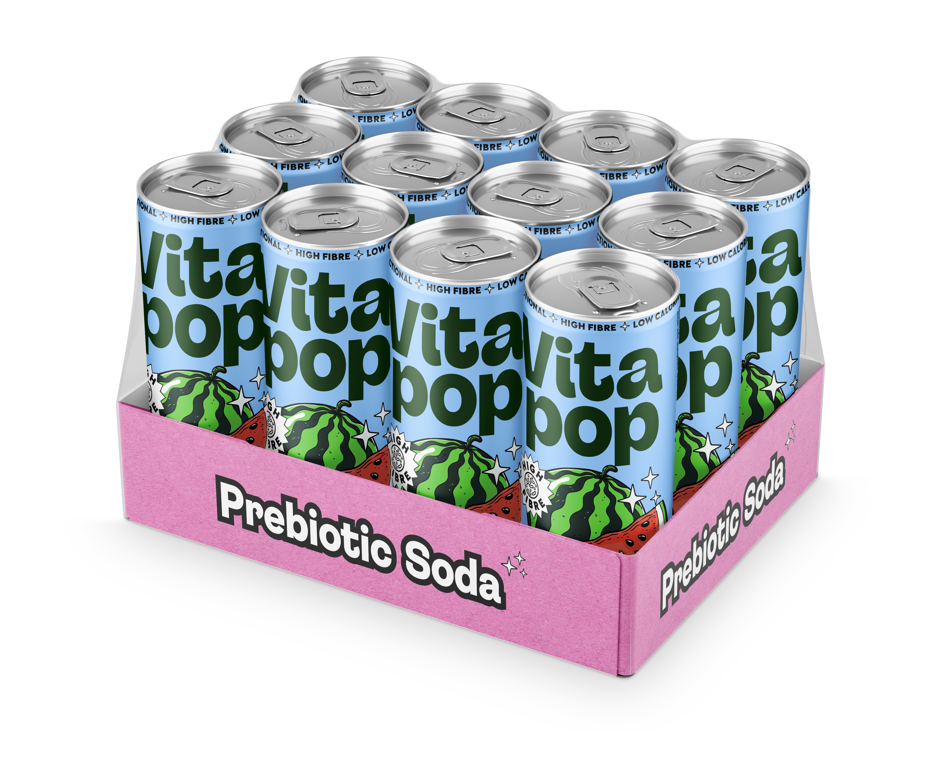 NEW 💥 Vita Pop Watermelon & Lime Prebiotic Soda –  12 x 330ml